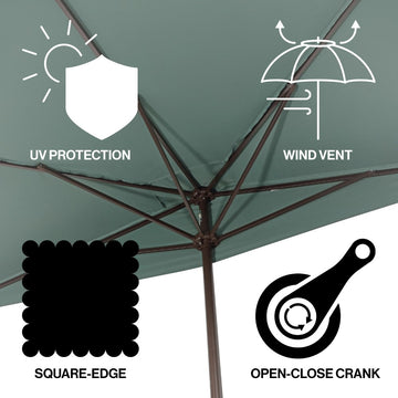 Sidney 9 ft. Classic MidCentury Rectangular Half Market Patio Umbrella